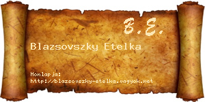 Blazsovszky Etelka névjegykártya